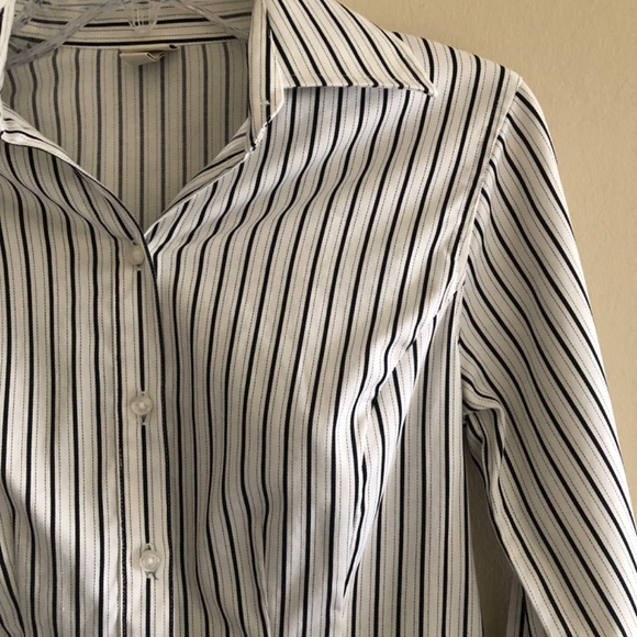NWOT Striped, Fitted Button Down Blouse - Picture 4 of 17
